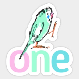 One Parakeet - First Birthday Sticker